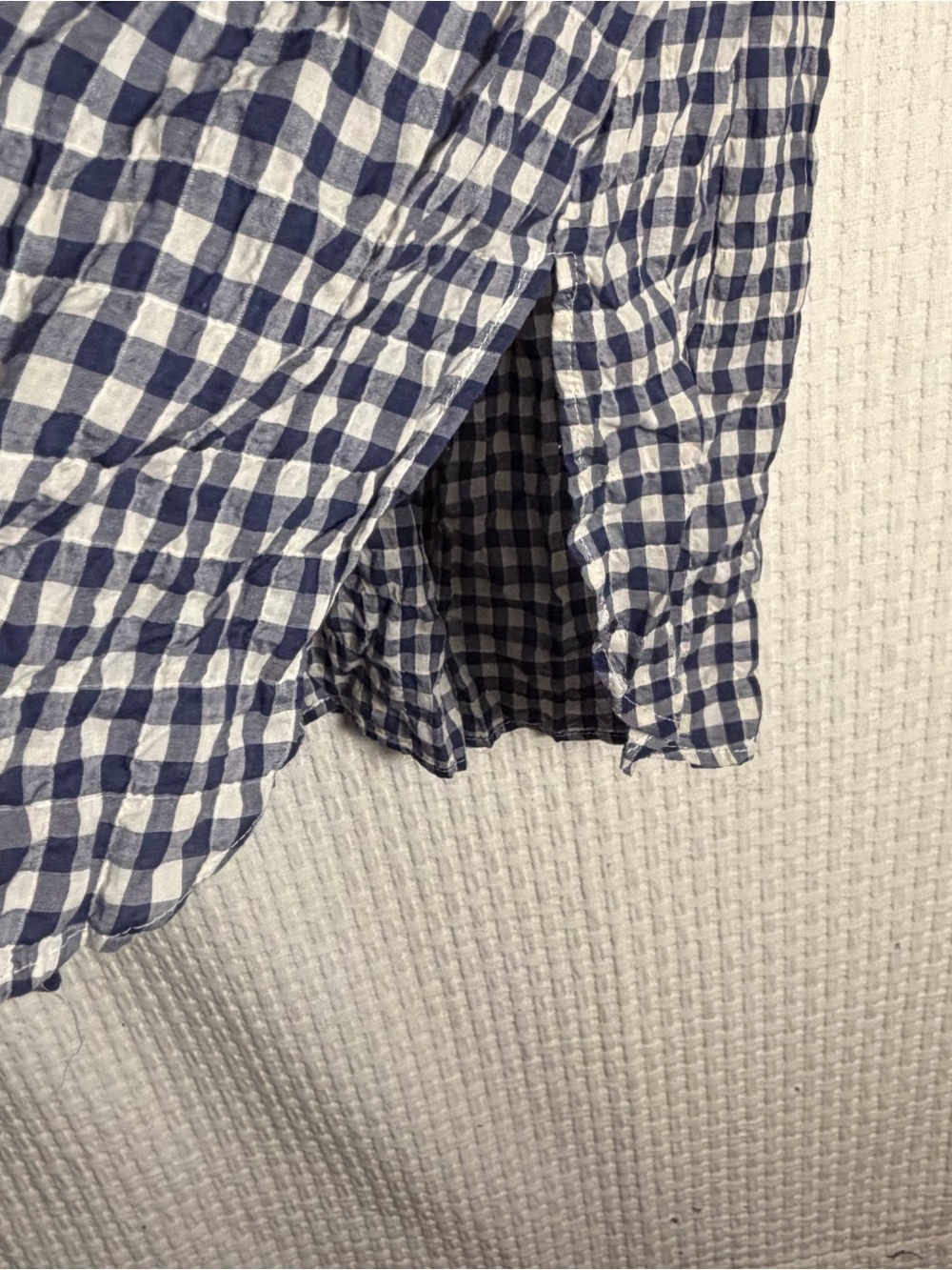 Cut Loose Womens M Blue White Gingham Crinkle Button-Up Tunic Top Lagenlook - Picture 7 of 9